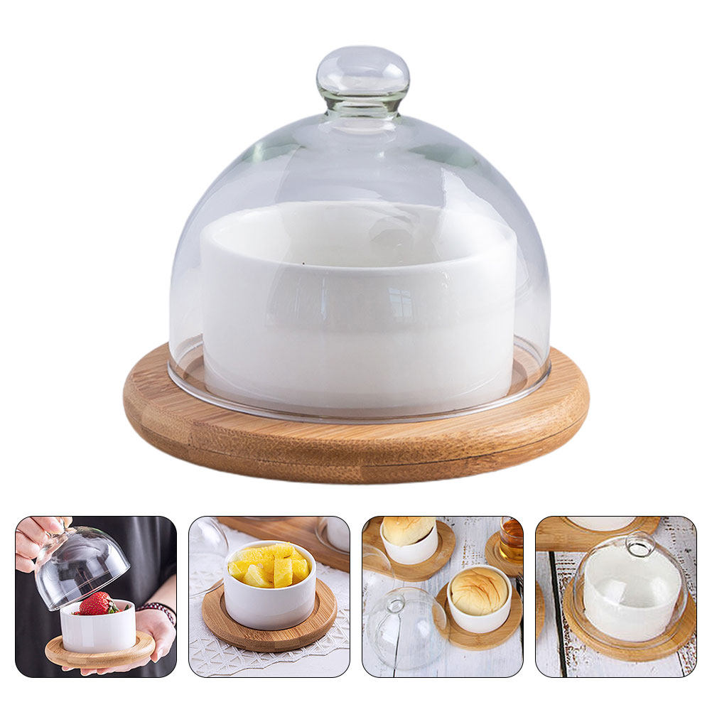 Ceramic Salad Bowl Set with Cl - Plastic Dome Clear review and price